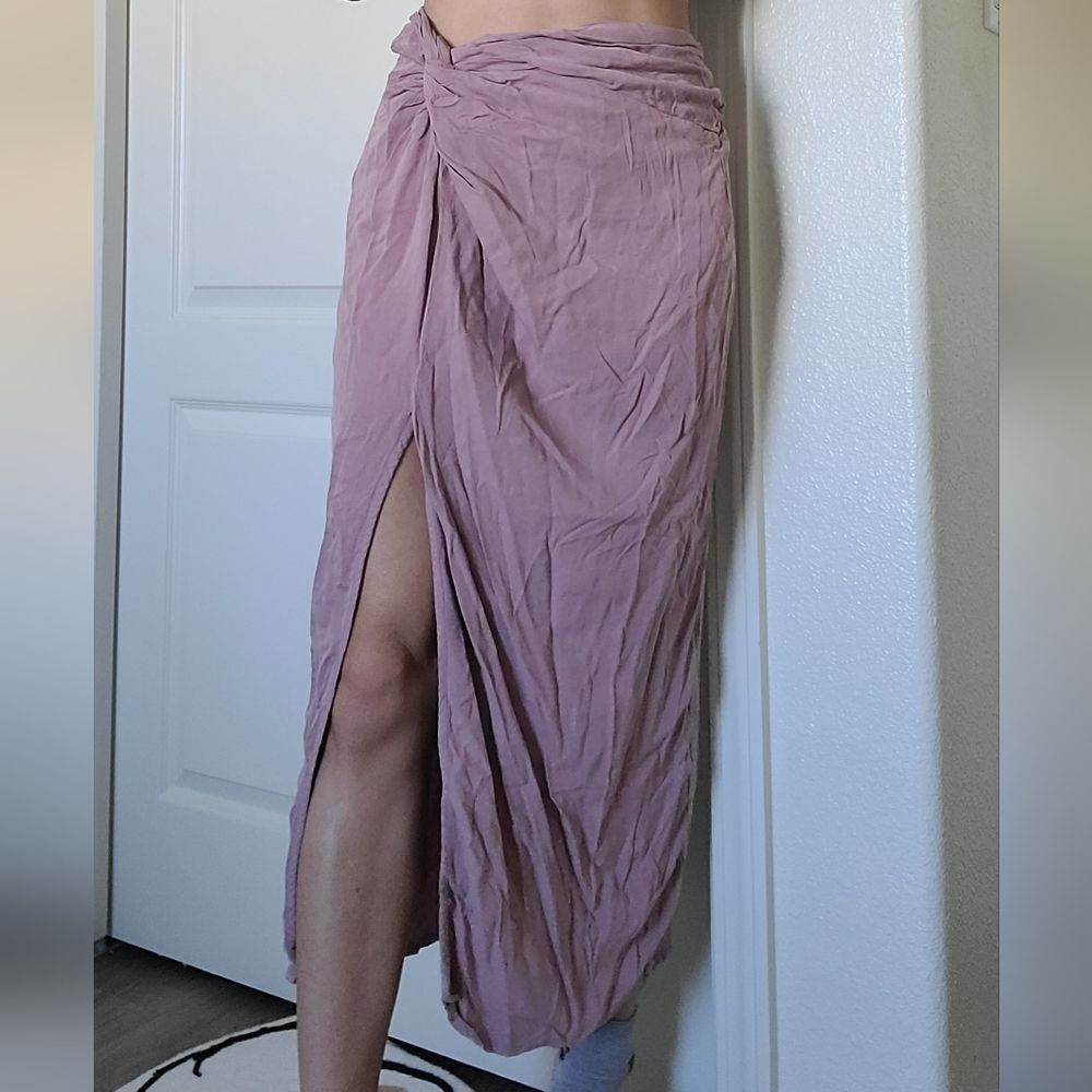 Spiritual Gangster Blush Pink Skirt Side Slit Midi SM Knot balletcore coquette